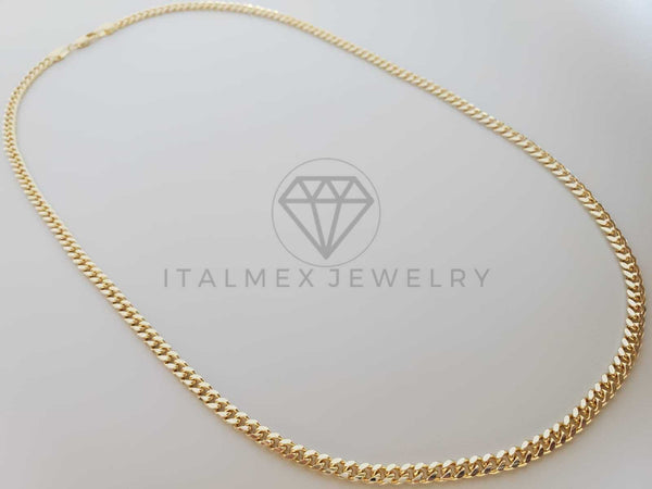 Cadena Clásica - 101876 - Estilo Cubana Barbada 4mm/24" Dorada Oro Laminado 18K