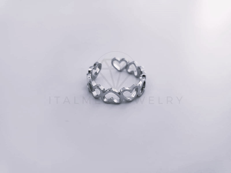 Anillo de Dama - 104115 - Anillo Ajustable Corazones Lisos Plata Fina .925