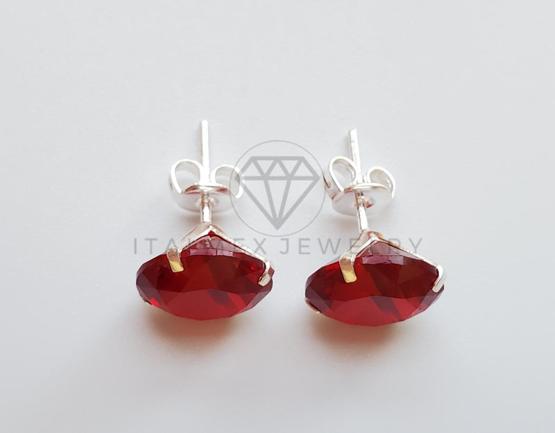 Broquel de Lujo - 101704 - Recto 10mm CZ Roja Plata .925