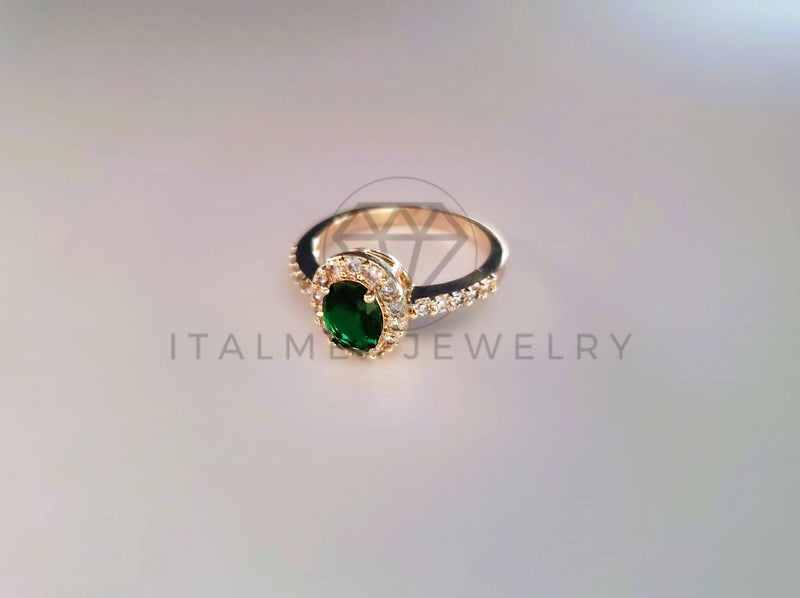 Anillo de Lujo - 103882 - Anillo Oval Biselado CZ Verde Oro Laminado 18K