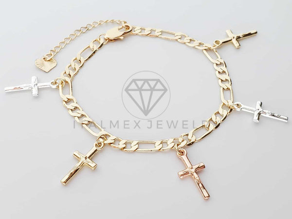 Pulsera Elegante - 100161 - Diseño de Cristo 3 Oros - Oro Laminado 18K