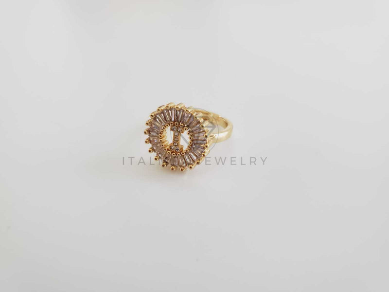 Anillo de Lujo - 102561 - Diseño Inicial "I" con CZ Clara Oro Laminado 18K