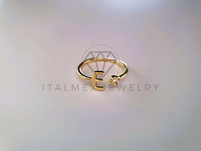 Anillo Dama de Lujo -103764 - Diseño Inicial "E" CZ Clara Oro Laminado 18K