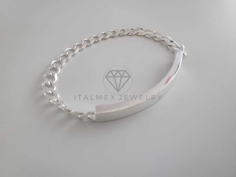 Pulsera de Lujo - 102178 - Esclava Cubana Placa Militar 7mm Plata Fina .925