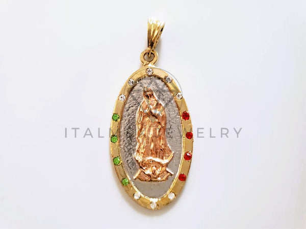 Dije Elegante - 104146 - Medalla de Virgen Circonia Clara Oro Laminado 18K