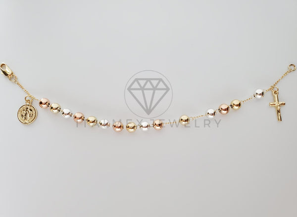 Pulsera Elegante - 100177 - Misterio Bola 5mm San Benito Oro Laminado 18K