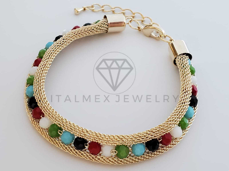 Pulsera de Lujo - 101793 - Diseño de Malla Dorada y Shakira de Colores Oro Laminado 18K