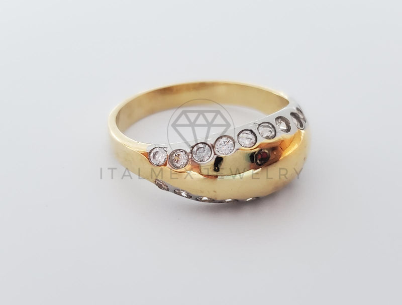 Anillo Dama de Lujo -101589 - Diseño Liso con CZ Clara Oro Laminado 18K