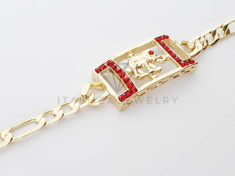 Esclava Elegante - 100249 - Diseño de Elefante CZ Roja Oro Laminado 18K