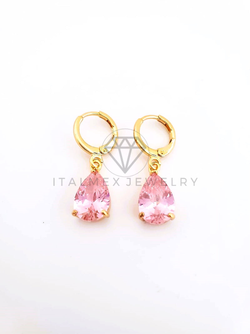 Arete de Lujo - 103514 - Diseño de Gota 6x4 CZ Rosa Oro Laminado 18K