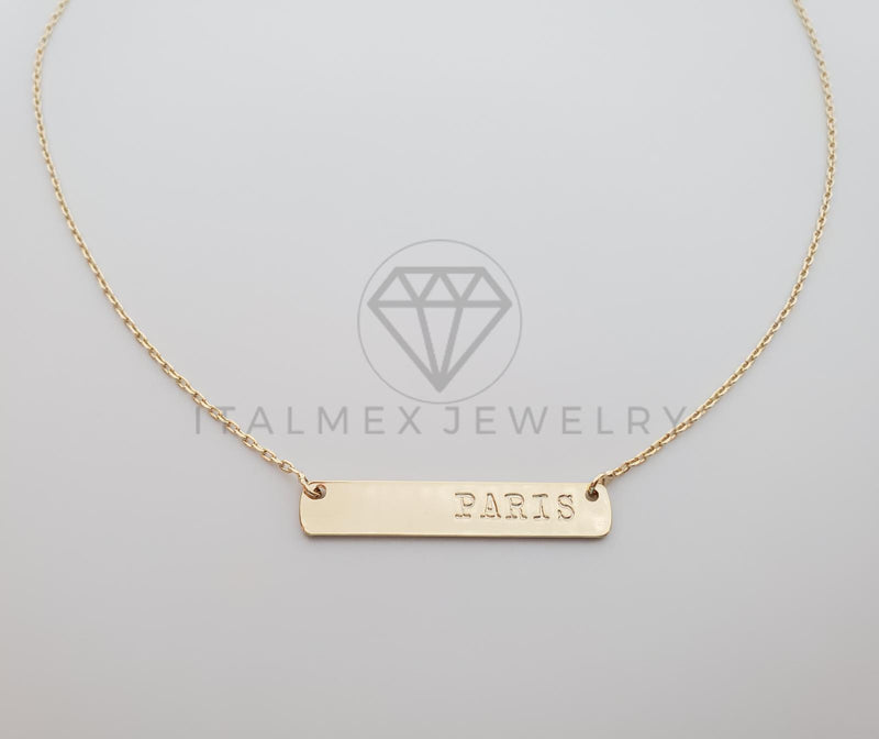 Collar Elegante - 101157 - Collar PARIS Diseñador 20" Dorado Oro Laminado 18K