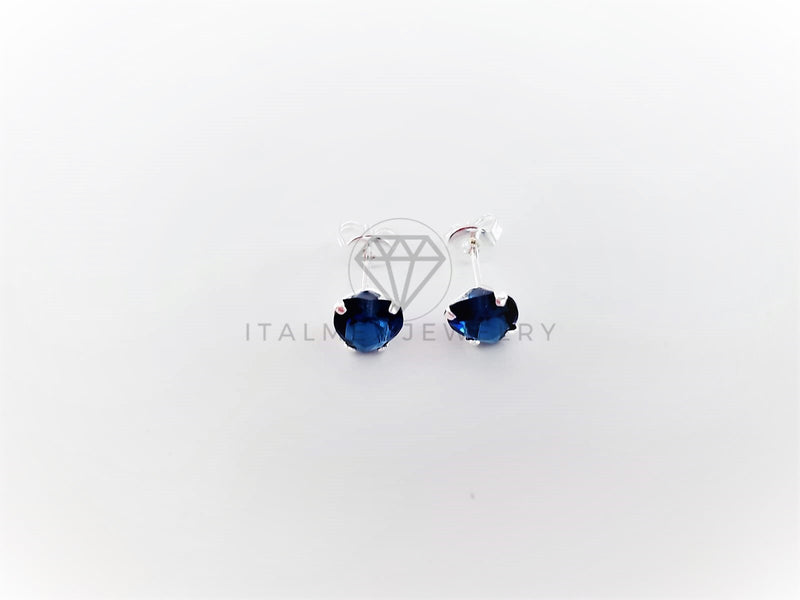 Broquel de Lujo - 102960 - Diseño Corazón 6mm CZ Azul Plata .925
