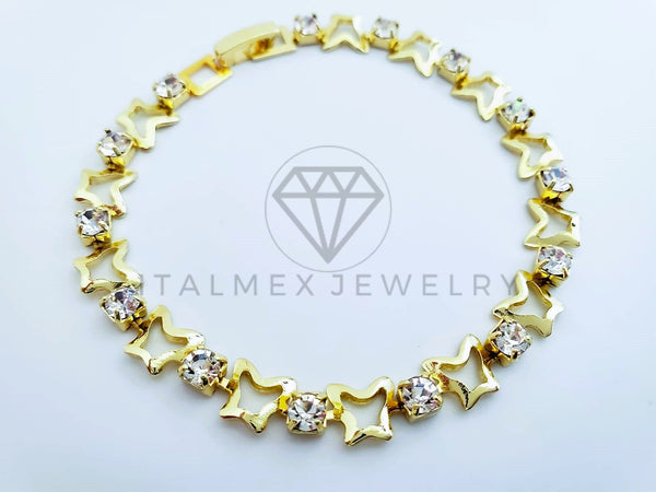 Pulsera Elegante - 103587 - Pulsera Mariposas con Circonia Clara Oro Laminado 18K