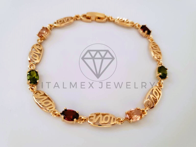 Pulsera de Lujo - 104378 - Diseño LOVE CZ Color Oro Laminado 18K