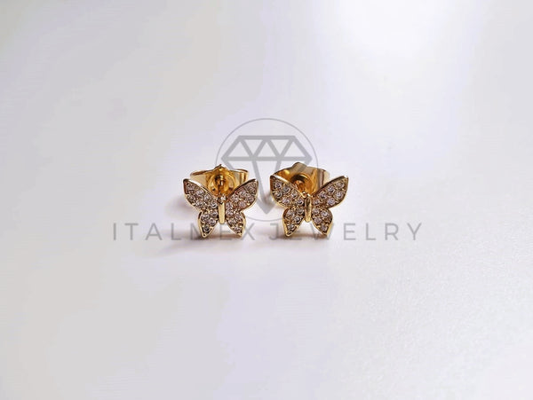 Broquel de Lujo - 103668 - Diseño de Mariposa CZ Clara Oro Laminado 18K