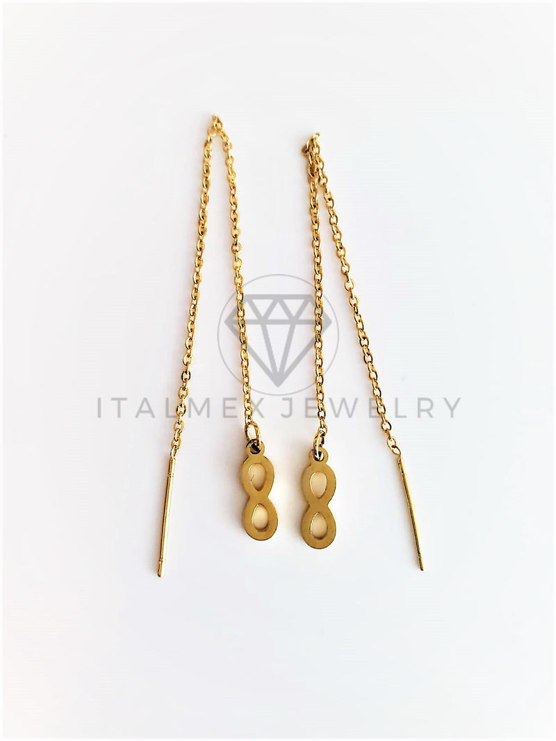 Arete de Lujo - 103156 - Arete Violador con Dije Infinito Oro Laminado 18K