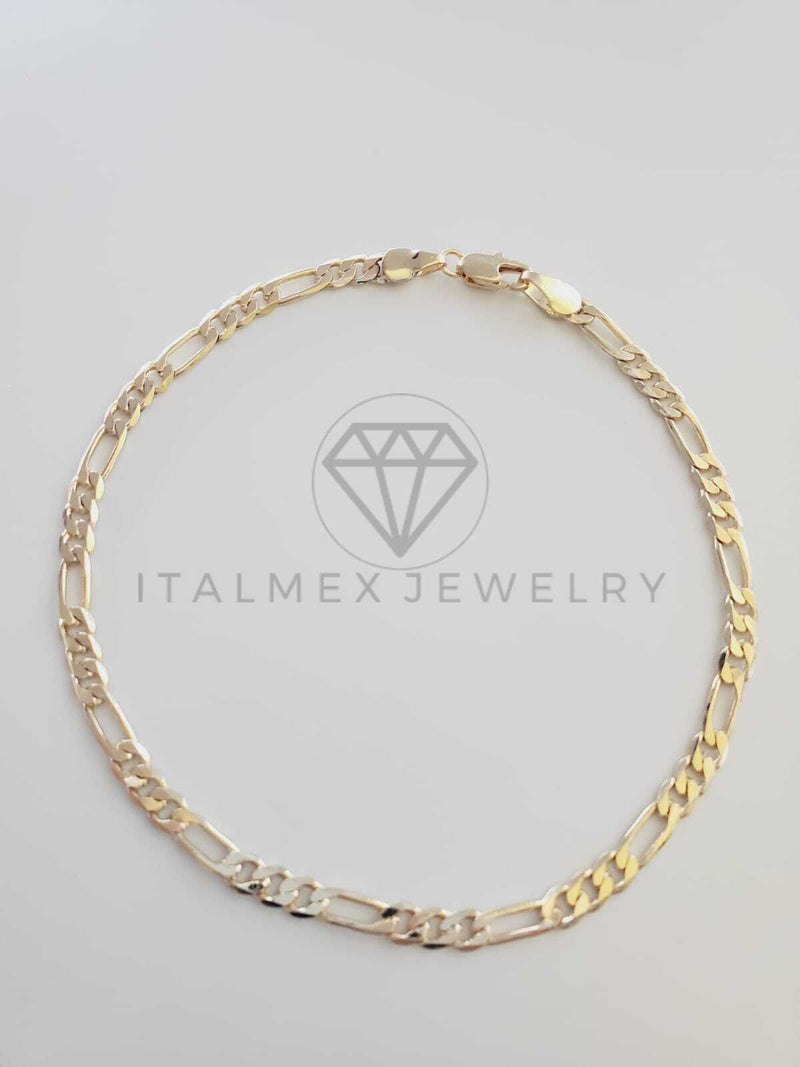 Tobillera Ajustable - 102379 - Diseño Fígaro 3x1 4mm/10" Oro Laminado 18K