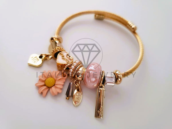 Pulsera Elegante - 104362 - Pulsera Estilo PDR Girasol Rosa Oro Laminado 18K