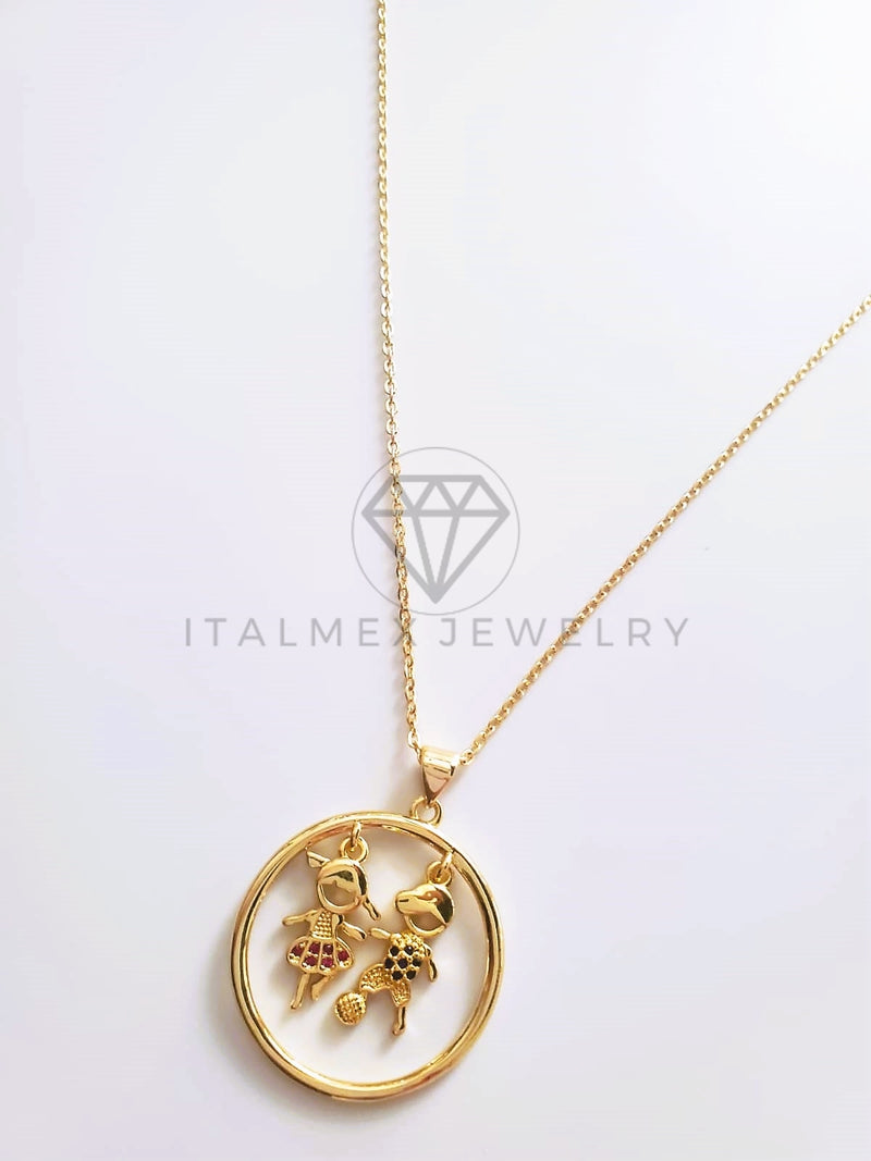 Collar Elegante - 103751 - Collar Aro Niño y Niña CZ Color Oro Laminado 18K