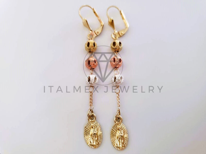 Arete de Lujo - 104611 - Arete Largo diseño de Rosario Virgen Oro Brasileño 18K
