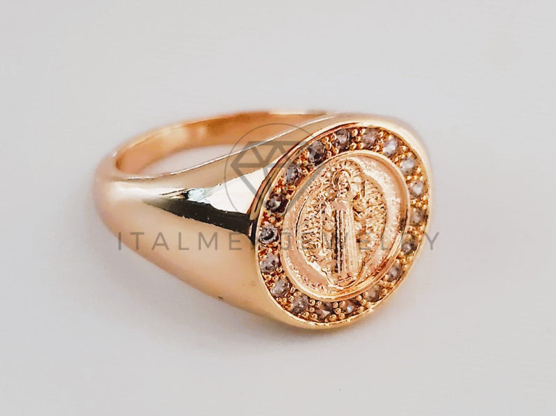 Anillo de Lujo - 104589 - Diseño San Benito CZ Clara Oro Laminado 18K