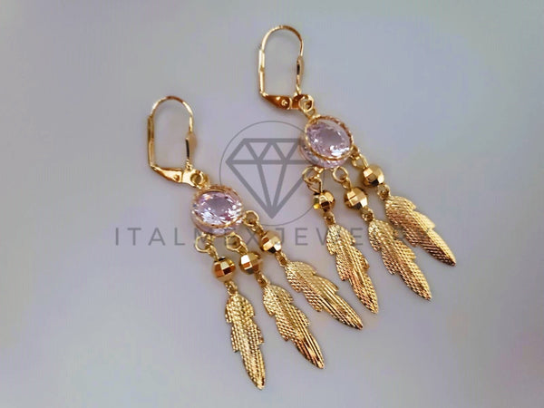 Arete de Lujo - 104530 - Arete Atrapa Pesadillas CZ Clara Oro Laminado 18K