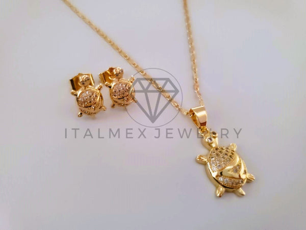 Juego de Lujo - 104505 - Diseño de Tortugas CZ Clara Oro Laminado 18K