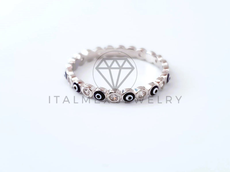 Anillo de Dama - 104439 - Anillo de Ojo Turco Azul Circonia Clara Plata .925