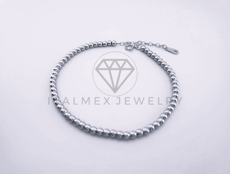 Pulsera de Lujo - 103612 - Diseño Bolitas Lisas 3mm Plata Fina .925