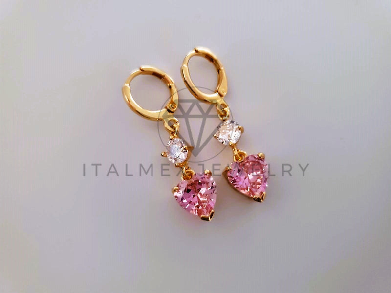 Arete de Lujo - 104356 - Diseño de Corazón CZ Rosa Oro Laminado 18K