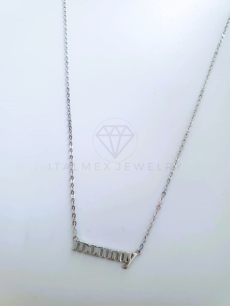 Collar de Lujo - 104125 - Estilo MOMMY Liso Plata Fina .925