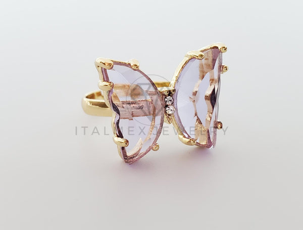 Anillo de Lujo - 101564 - Diseño Mariposa con CZ Morada Clara Oro Laminado 18K