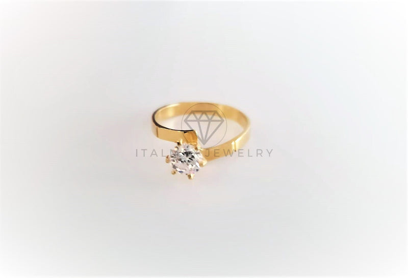 Anillo de Lujo - 103132 - Estilo Solitario Encontrado CZ Clara Oro Laminado 18K