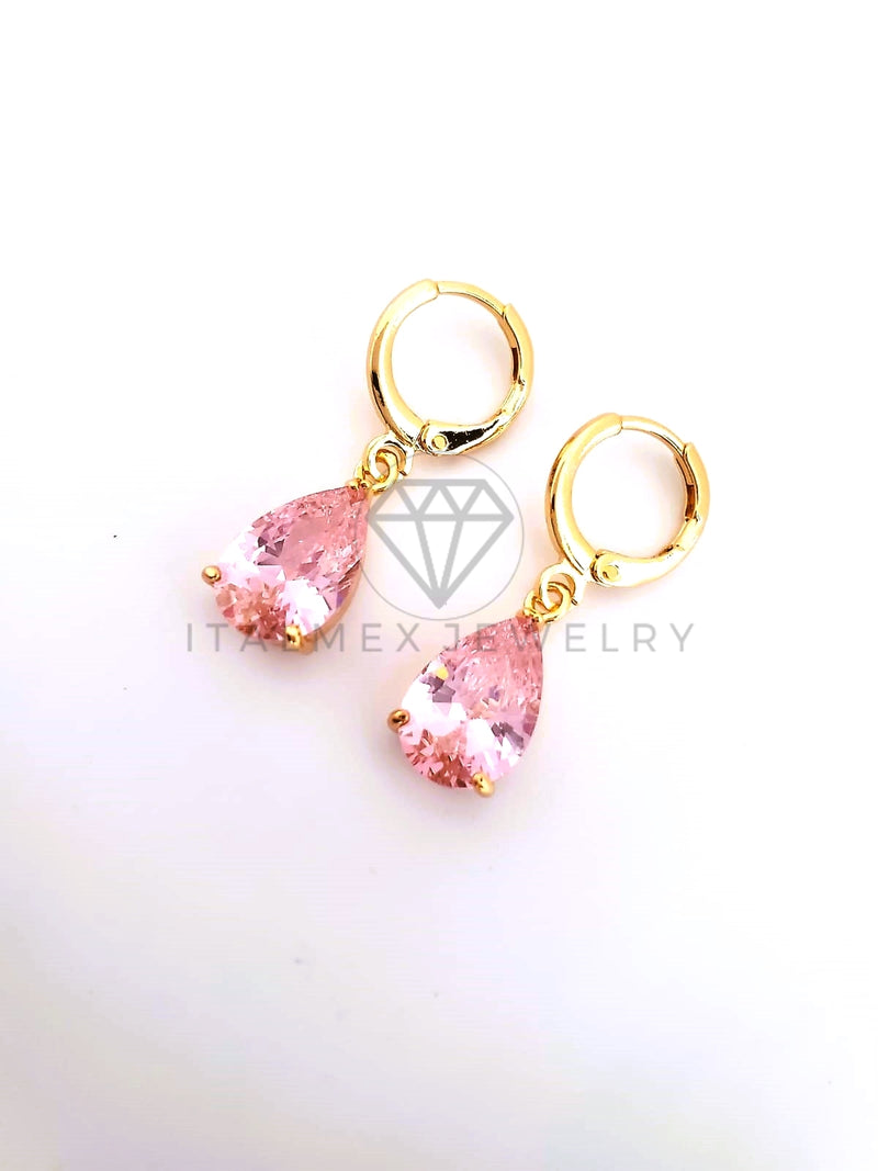 Arete de Lujo - 103514 - Diseño de Gota 6x4 CZ Rosa Oro Laminado 18K
