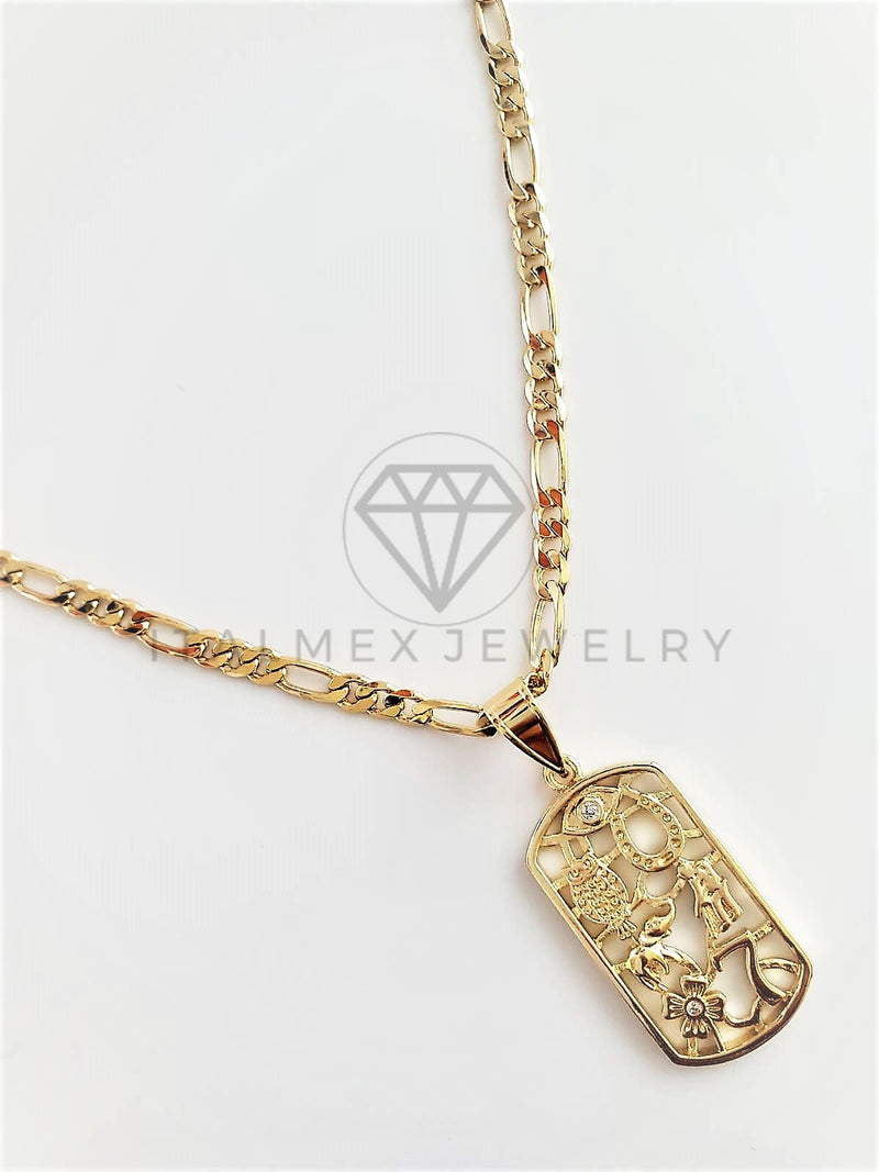 Dije Elegante - 102760 - Placa de las 7 Potencias Tamaño Chico Oro Laminado 18K