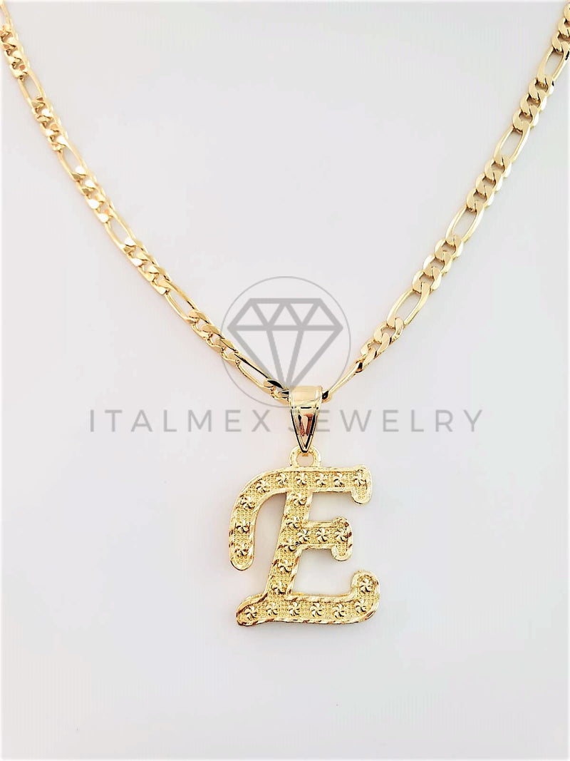 Dije Elegante - 102795 - Dije Inicial "E" Dorado Tamaño Chico Oro Laminado 18K