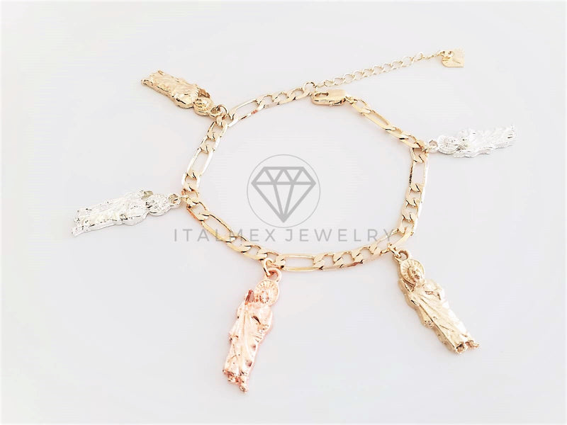 Pulsera Elegante - 102840 - Diseño de San Judas 3 Colores Oro Laminado 18K