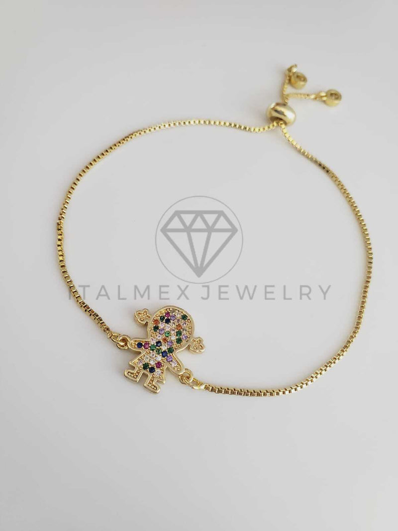 Pulsera Ajustable - 102368 - Diseño de Niña CZ Color Oro Laminado 18K