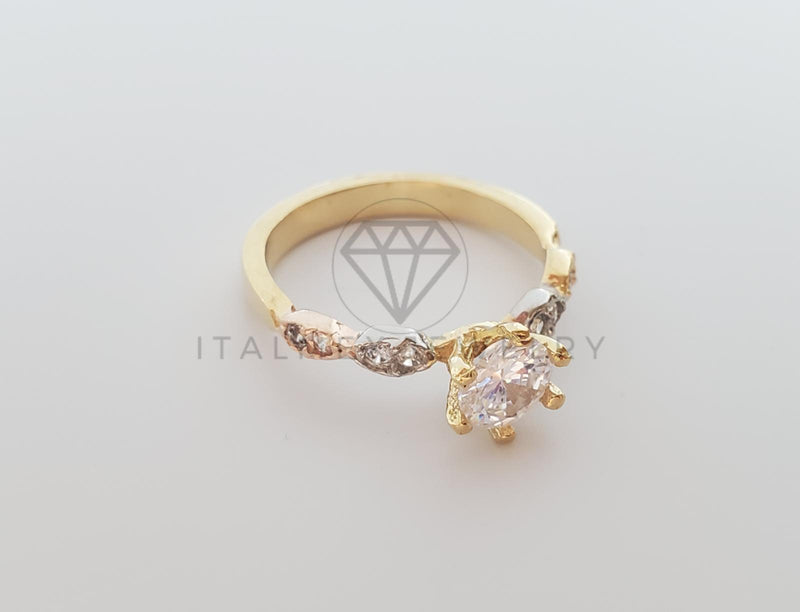 Anillo Dama de Lujo -101662 - Diseño Solitario CZ Clara Oro Laminado 18K