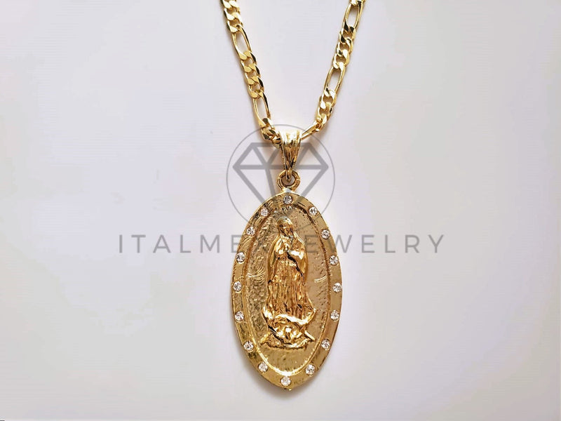 Dije Elegante - 104179 - Medalla de Virgen Circonia Clara Oro Laminado 18K