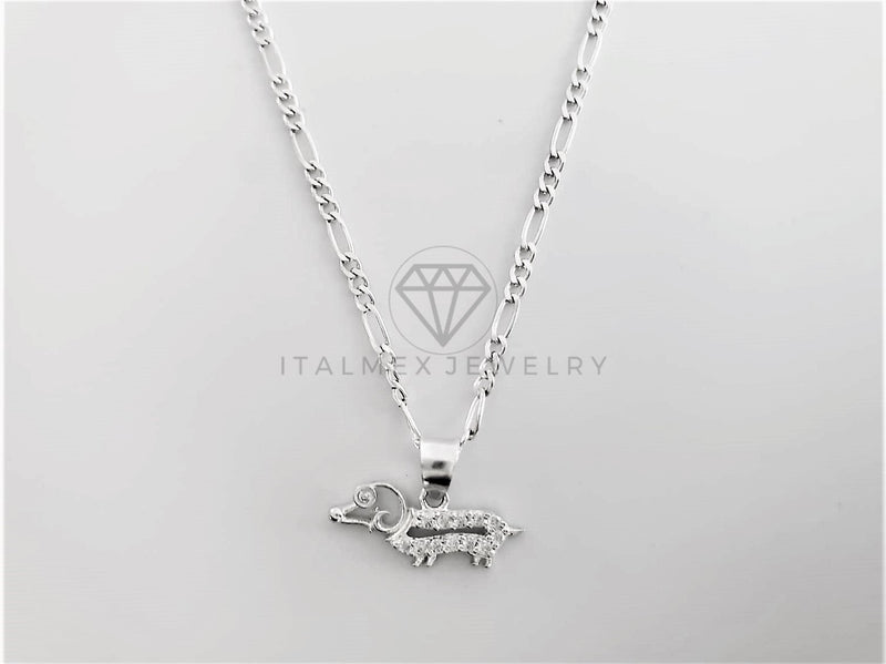 Dije No Religioso - 103253 - Diseño Perrito Salchicha CZ Clara Plata Fina .925