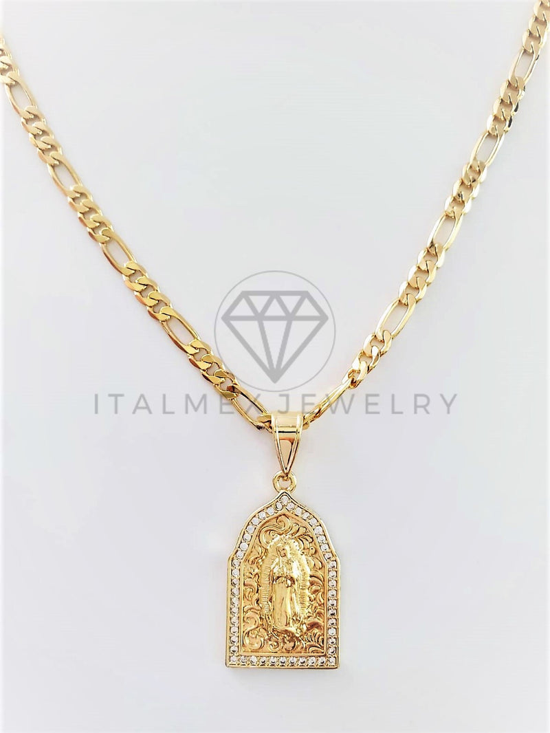 Dije Elegante - 102743 - Medalla Virgen de Guadalupe CZ Clara Tamaño Chico Oro Laminado 18K