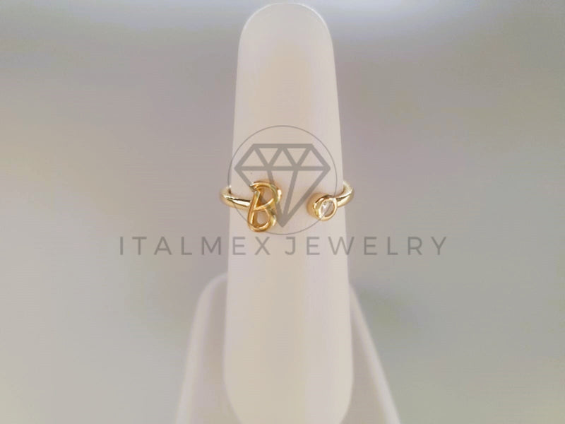 Anillo Dama de Lujo -103761 - Diseño Inicial "B" CZ Clara Oro Laminado 18K