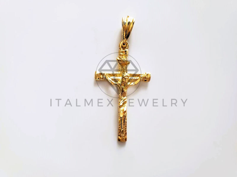 Dije Elegante - 104197 - Dije Cristo Clásico Tamaño Mediano Oro Laminado 18K