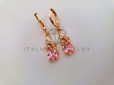 Arete de Lujo - 104350 - Diseño de Gota CZ Rosa Oro Laminado 18K