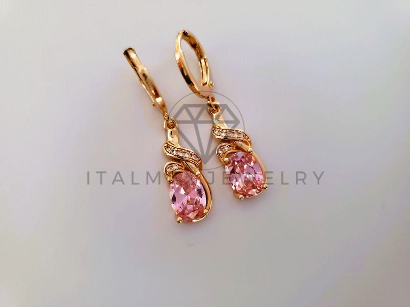 Arete de Lujo - 104350 - Diseño de Gota CZ Rosa Oro Laminado 18K