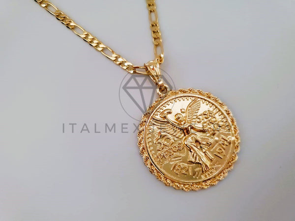 Dije Elegante - 104334 - Dije Centenario Torzal Tamaño Grande Oro Laminado 18K