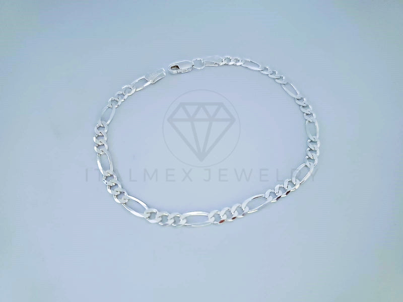 Pulsera de Lujo - 104097 - Diseño Figaro 4mm/8Pulgadas Plata Fina .925