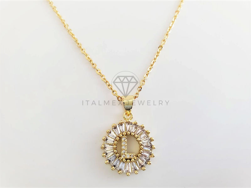 Collar Elegante - 102621 - Collar Inicial "L" Con CZ Clara Oro Laminado 18K