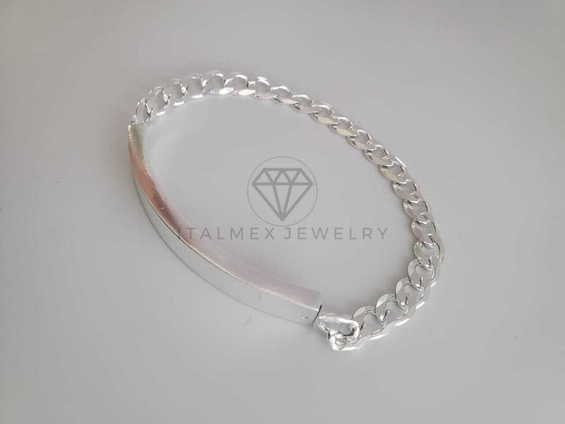 Pulsera de Lujo - 102178 - Esclava Cubana Placa Militar 7mm Plata Fina .925